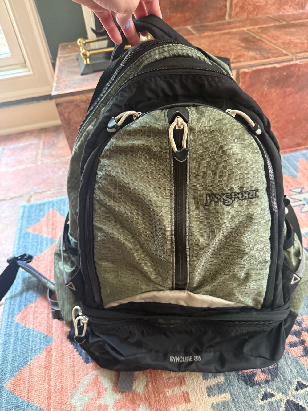 Vintage JanSport Syncline 38 Olive Green hiking day camp Backpack